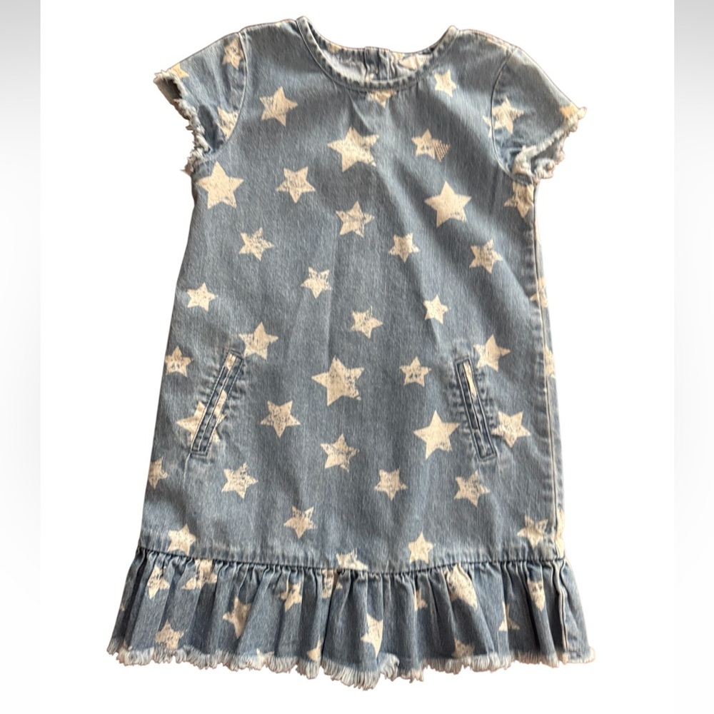 Guess Kids Denim Dress with Star Pattern-Size 4T